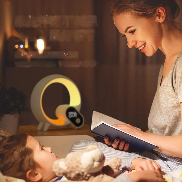 Homzlife Creative Q Sunrise Alarm Clock – Bluetooth Speaker, Digital Display & Colorful Wake-Up Light